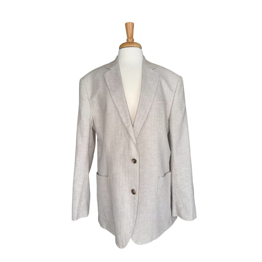 Stafford Linen Cotton Blazer 44R Beige Summer Jacket Quiet Luxury Classic Fit